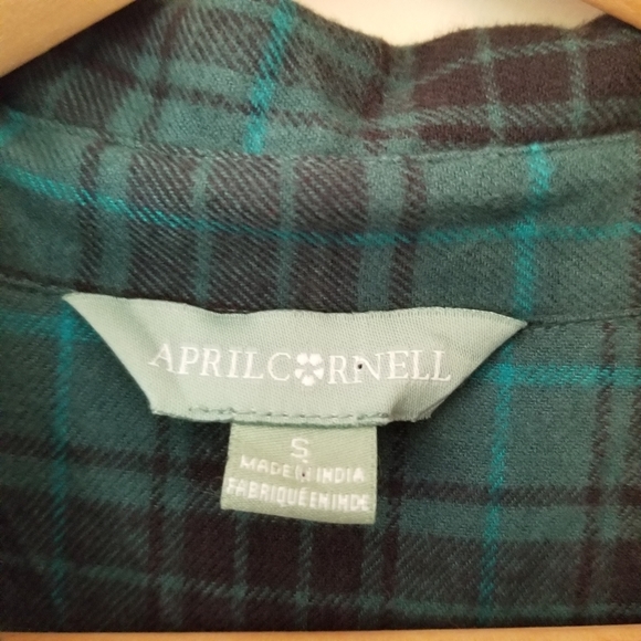 APRIL Cornell Fannel Cotton Plaid Prairie Maxi Long Sleeve Dress Size Small - Picture 4 of 9